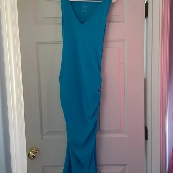 Turquoise ribbed maxi dress - Picture 2 of 3